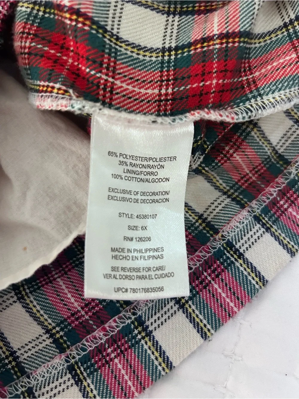 Laura Ashley Red and White Plaid Smocked Dress Size 6X